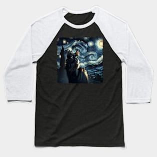 Chausie Starry Night Inspired - Artistic Cat Baseball T-Shirt